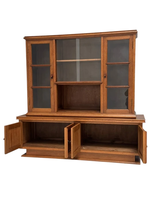 Art Deco Bookcase or Display Cabinet with Glass Sliding Doors, 1930s